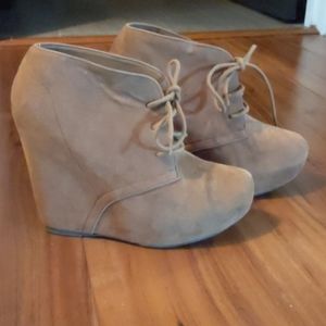 Brown bootie wedges